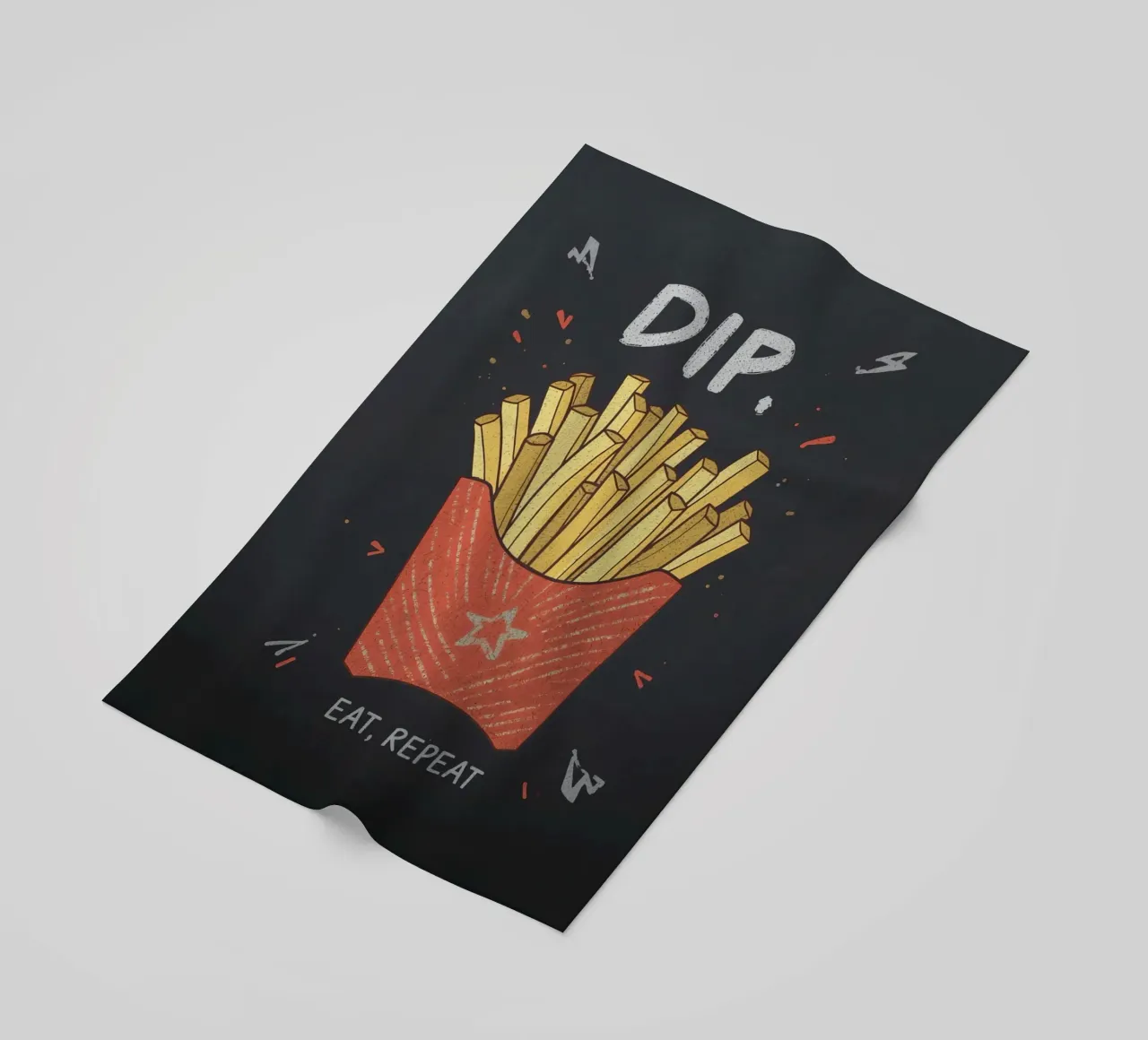 Patate fritte "DIP, EAT, REPEAT". telo mare da DesignDoodle