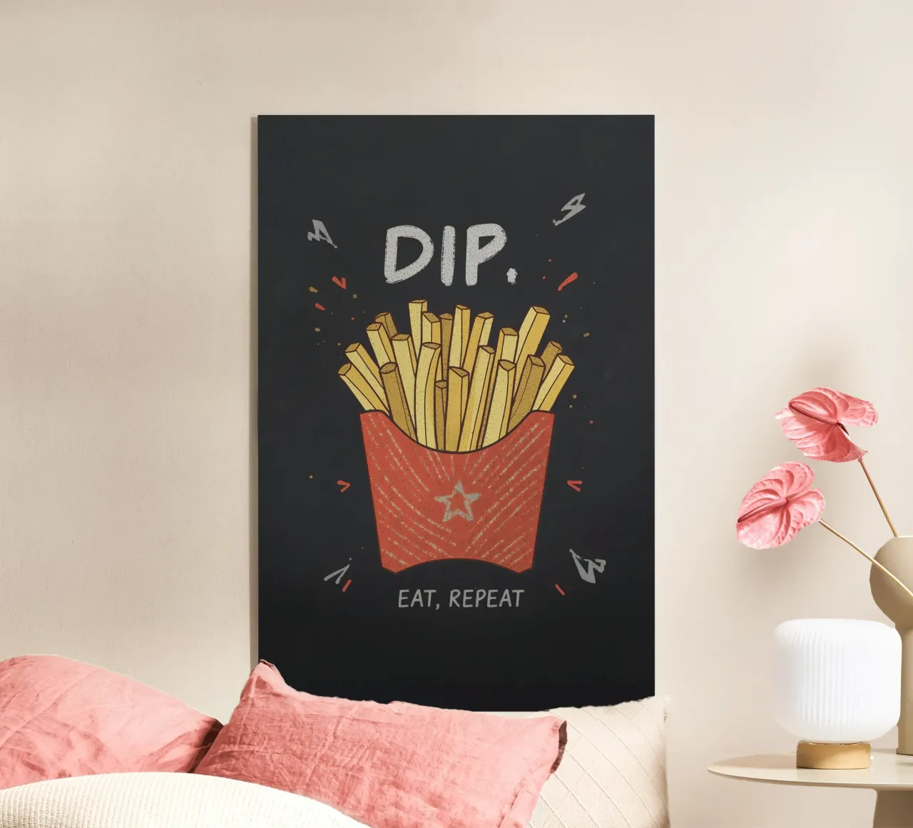 Patate fritte "DIP, EAT, REPEAT". plexiglass da DesignDoodle