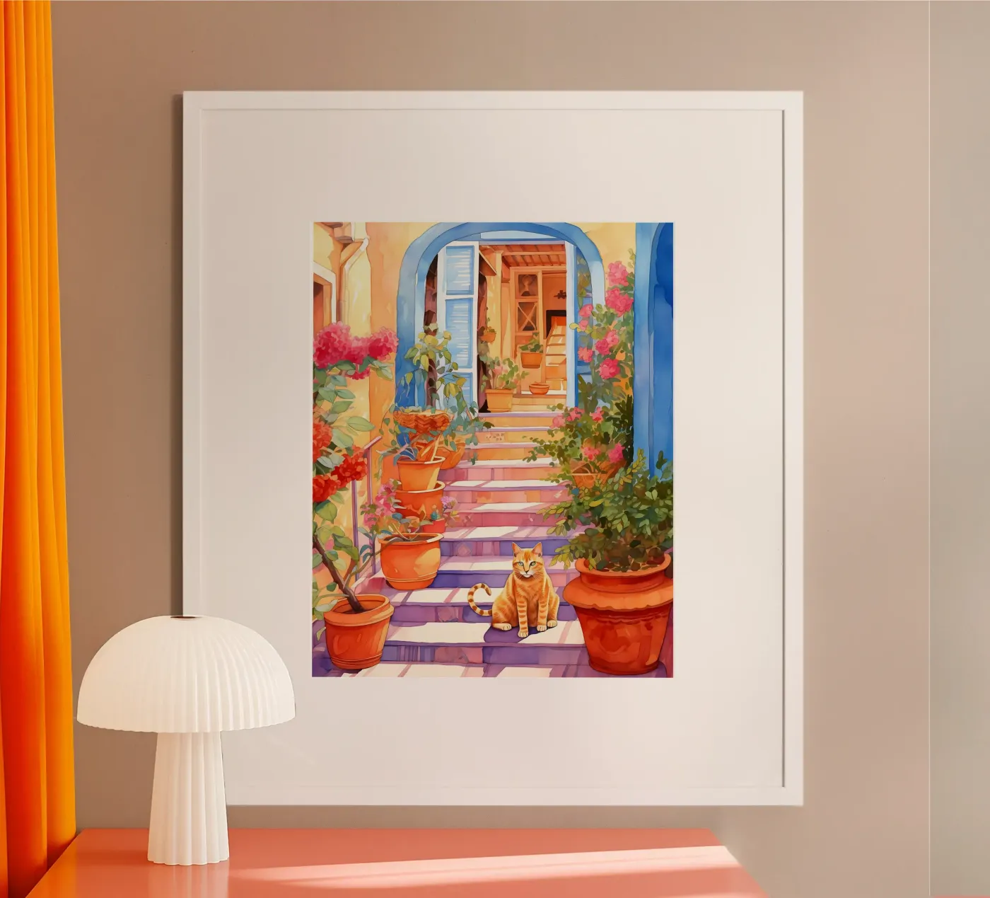 Cat on Stairs poster da Artsy Bessy