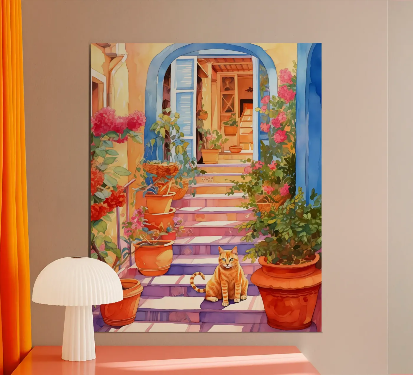 Cat on Stairs poster da Artsy Bessy