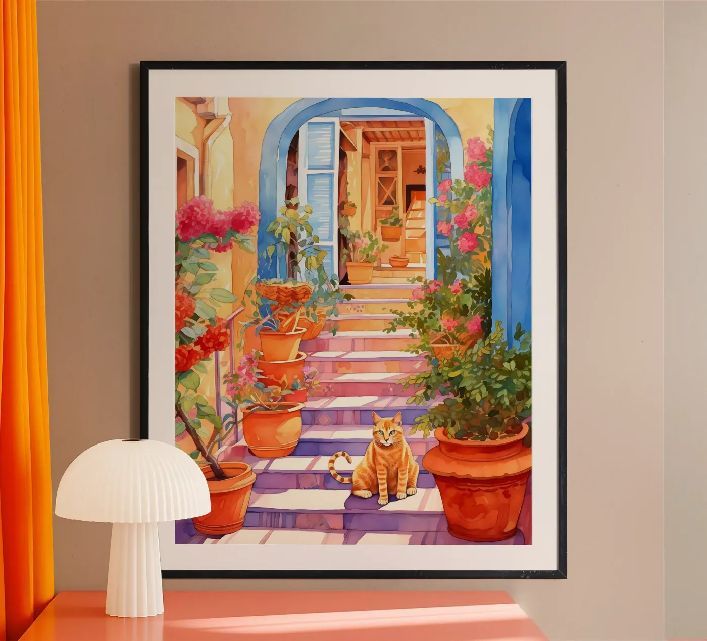 Cat on Stairs poster da Artsy Bessy