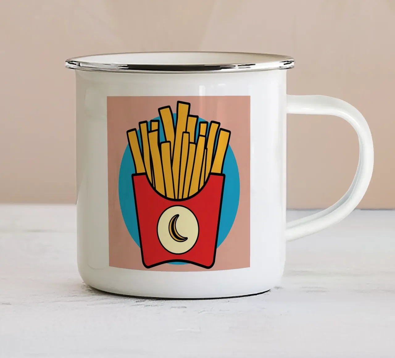 Patate fritte "Fry Me to The Moon" (friggimi fino alla luna) tazza in smalto da DesignDoodle