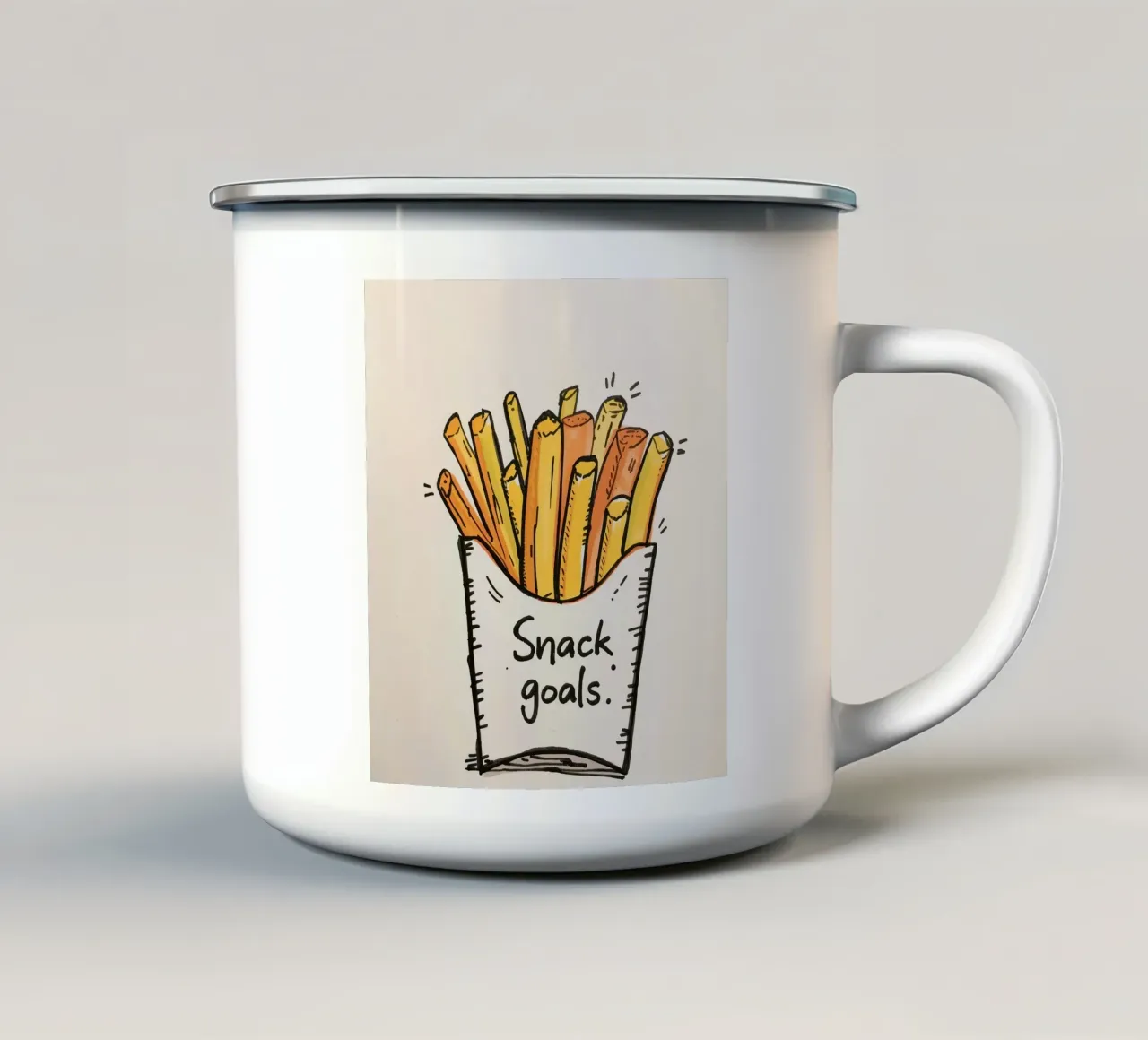 Patatine fritte " Obiettivi dello spuntino tazza in smalto da DesignDoodle