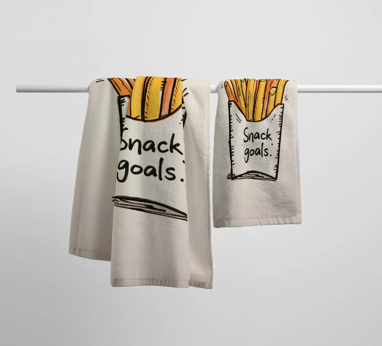 Frites " Buts de la collation" serviette de bain de DesignDoodle