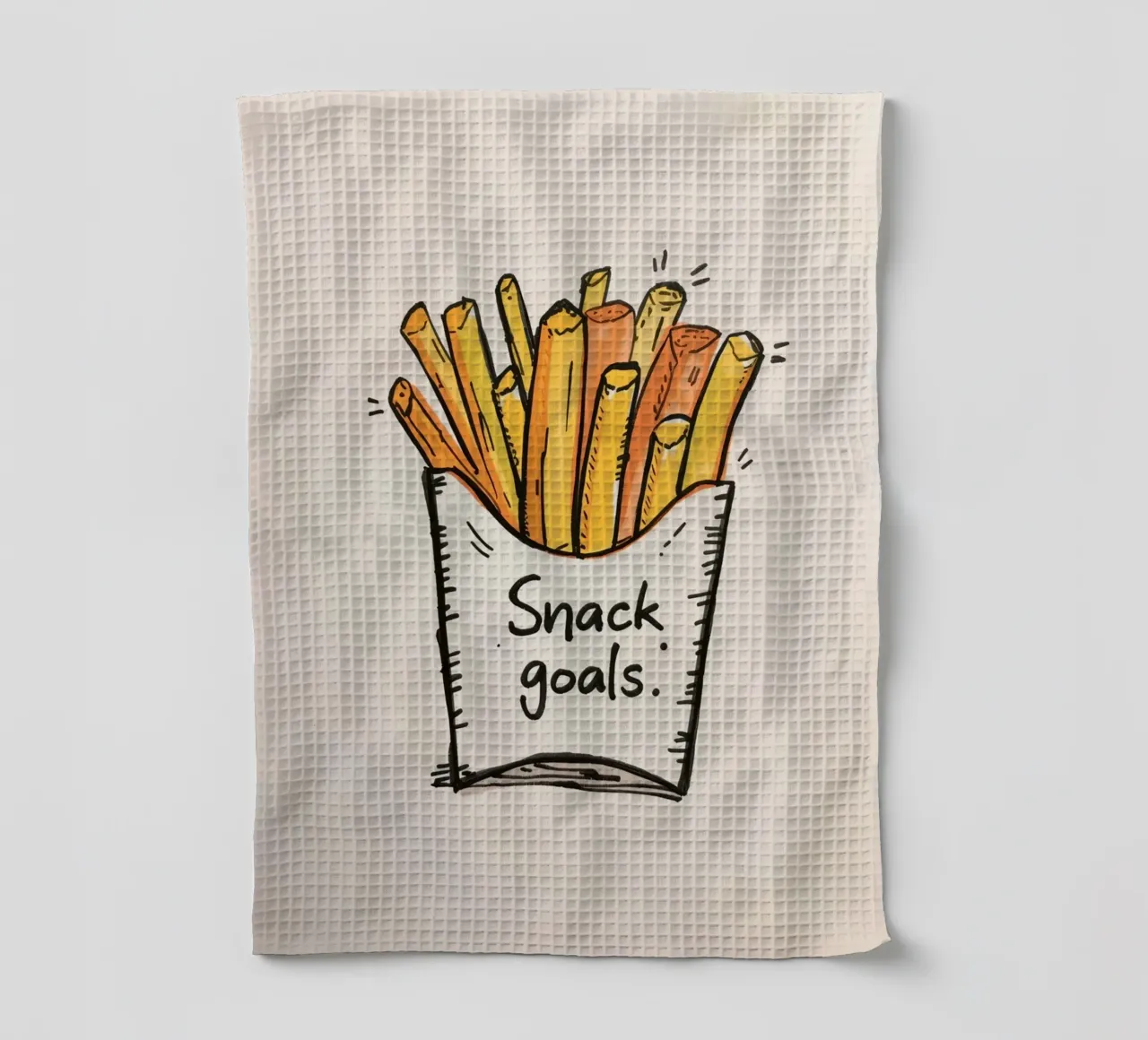 Frites " Buts de la collation" torchon de DesignDoodle