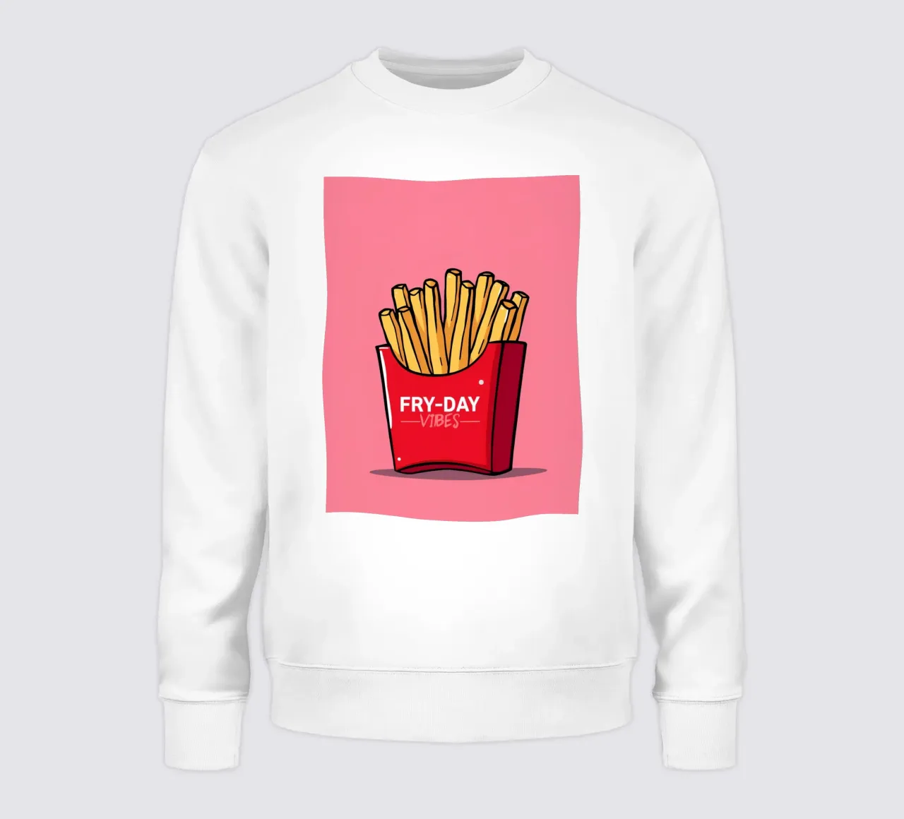 Patatas fritas "FRY-DAY VIBES" sobre fondo rosa sudadera de DesignDoodle