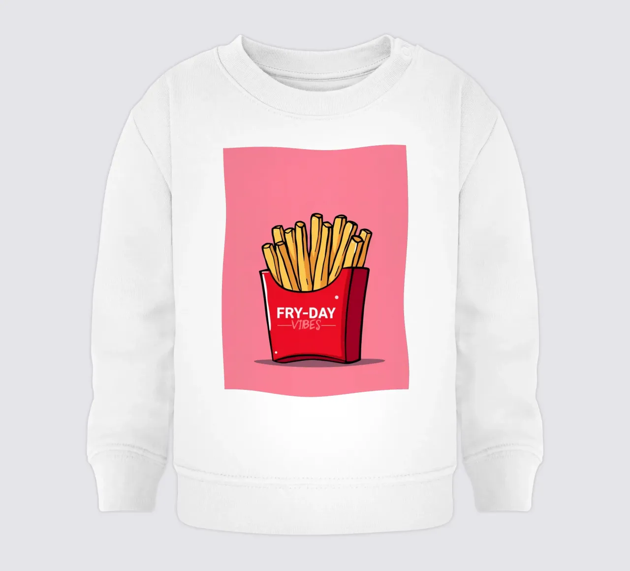 Patatine fritte "FRY-DAY VIBES" su sfondo rosa felpa neonato da DesignDoodle
