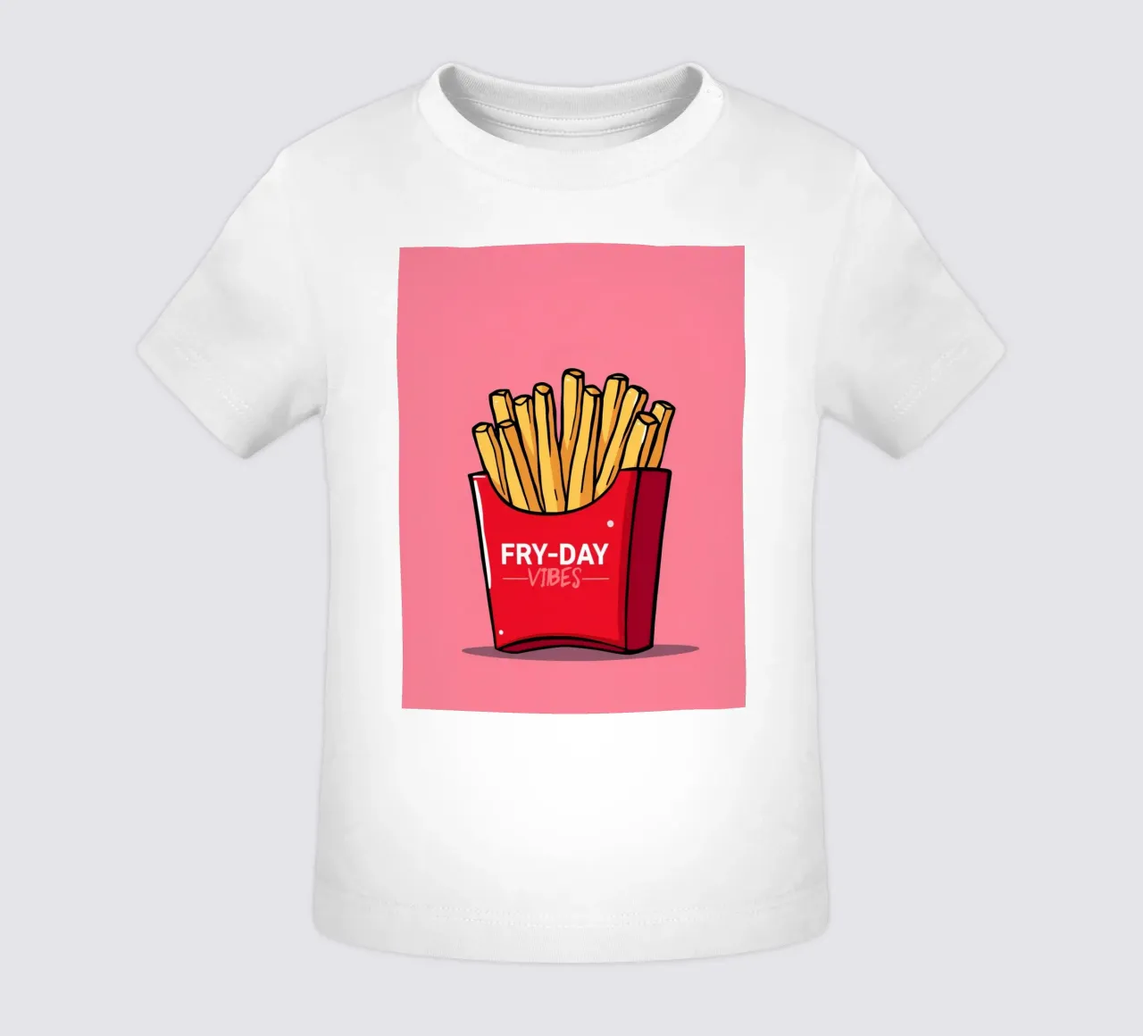 Patatine fritte "FRY-DAY VIBES" su sfondo rosa maglietta neonato da DesignDoodle
