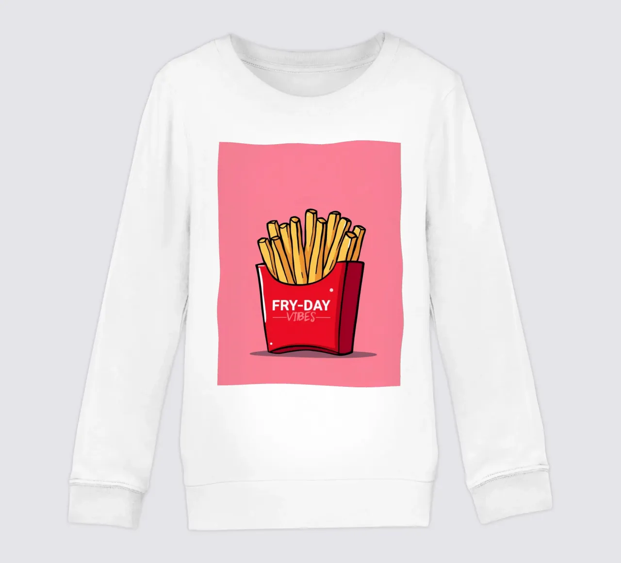 Patatine fritte "FRY-DAY VIBES" su sfondo rosa felpa bambino da DesignDoodle