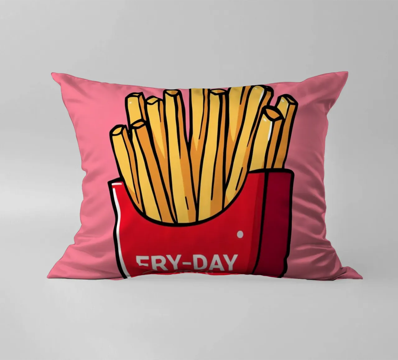Patatine fritte "FRY-DAY VIBES" su sfondo rosa cuscino da DesignDoodle