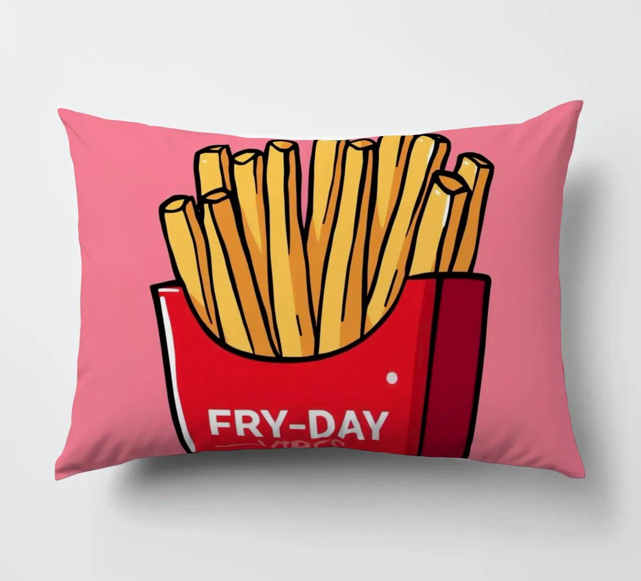 Patatine fritte "FRY-DAY VIBES" su sfondo rosa cuscino da DesignDoodle
