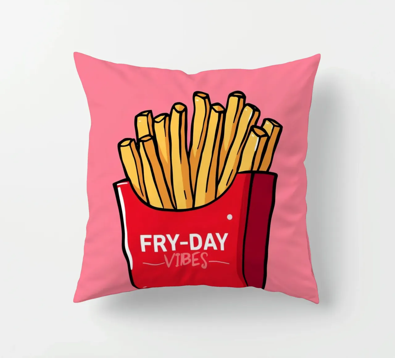 Patatine fritte "FRY-DAY VIBES" su sfondo rosa cuscino da DesignDoodle
