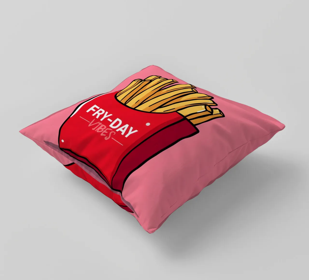 Patatine fritte "FRY-DAY VIBES" su sfondo rosa cuscino da DesignDoodle