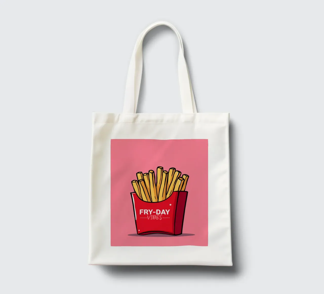 Patatine fritte "FRY-DAY VIBES" su sfondo rosa borsa in juta da DesignDoodle