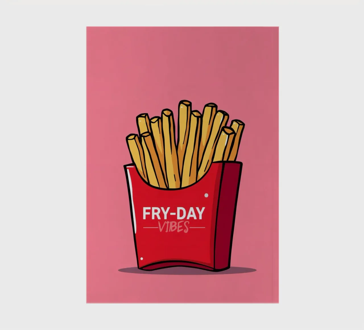 French Fries "FRY-DAY VIBES" On Pink Background notebook by DesignDoodle