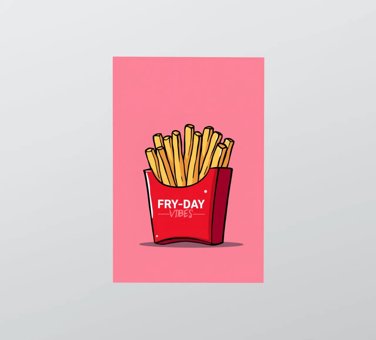 Pommes Frites "FRY-DAY VIBES" auf rosa Hintergrund Sticker von DesignDoodle