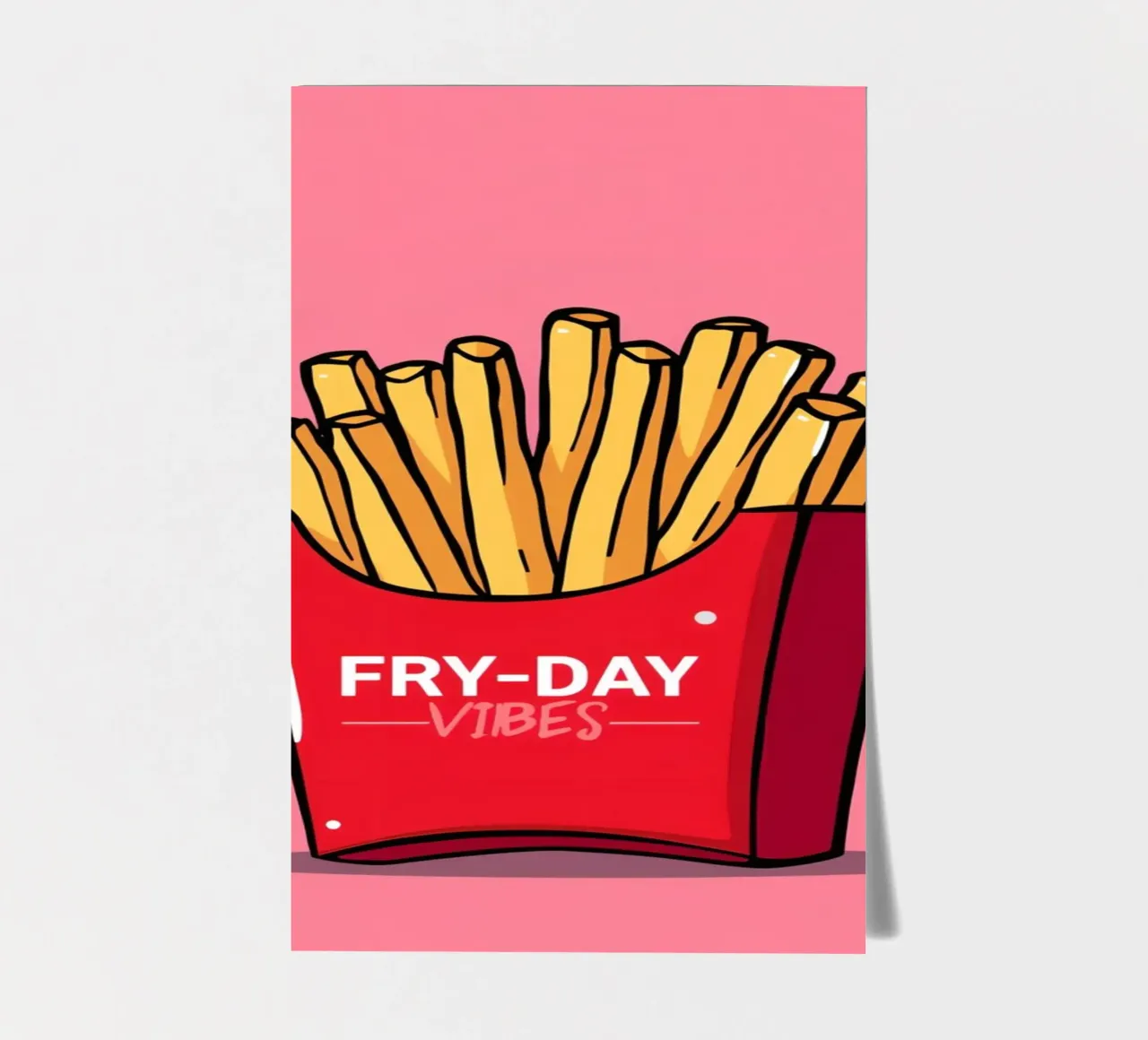 Pommes Frites "FRY-DAY VIBES" auf rosa Hintergrund Stickerbogen von DesignDoodle