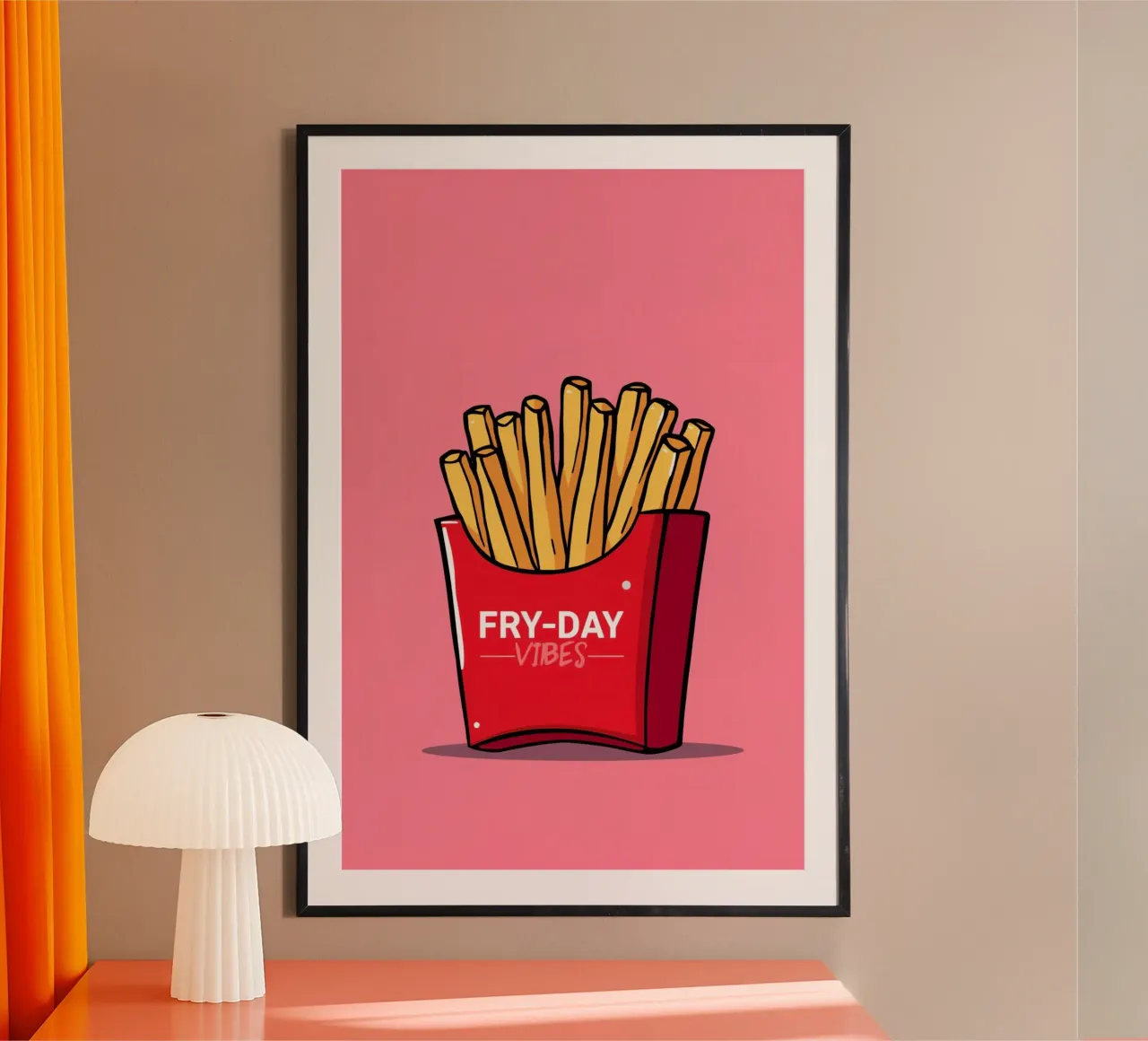 Patatine fritte "FRY-DAY VIBES" su sfondo rosa poster da DesignDoodle
