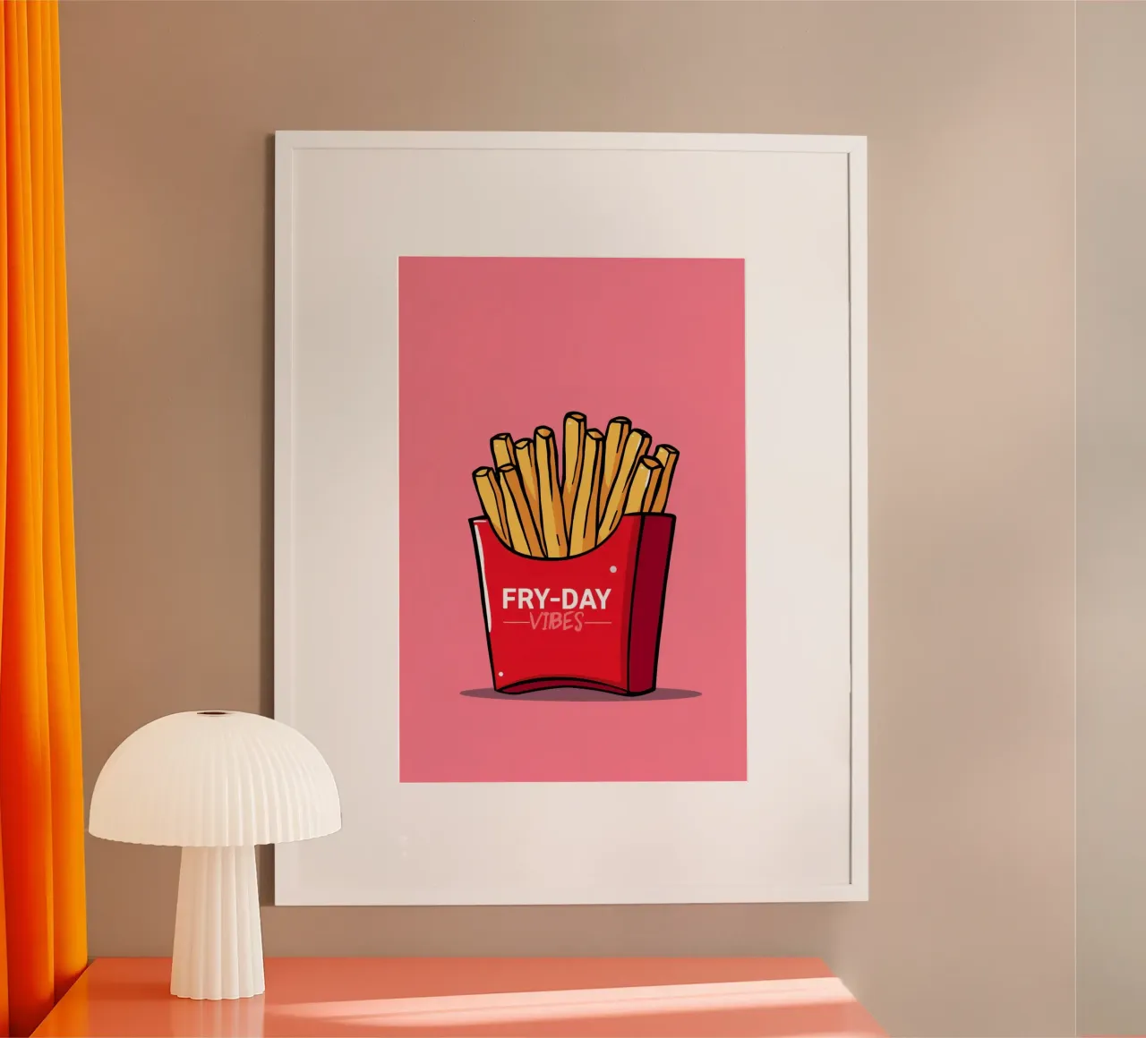 Patatine fritte "FRY-DAY VIBES" su sfondo rosa poster da DesignDoodle