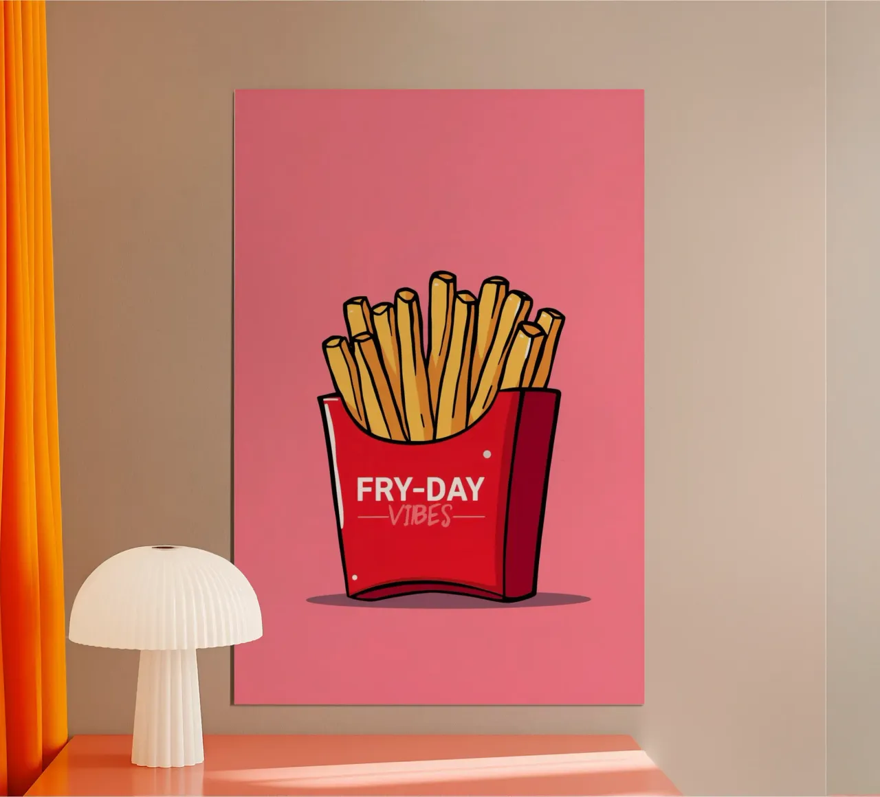 Patatine fritte "FRY-DAY VIBES" su sfondo rosa poster da DesignDoodle