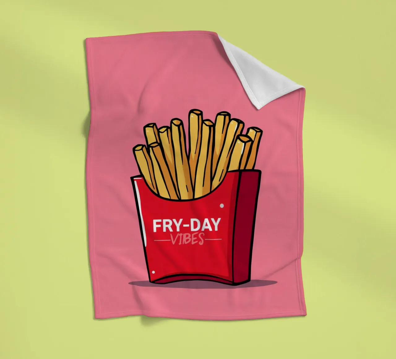 Patatine fritte "FRY-DAY VIBES" su sfondo rosa coperta in pile da DesignDoodle
