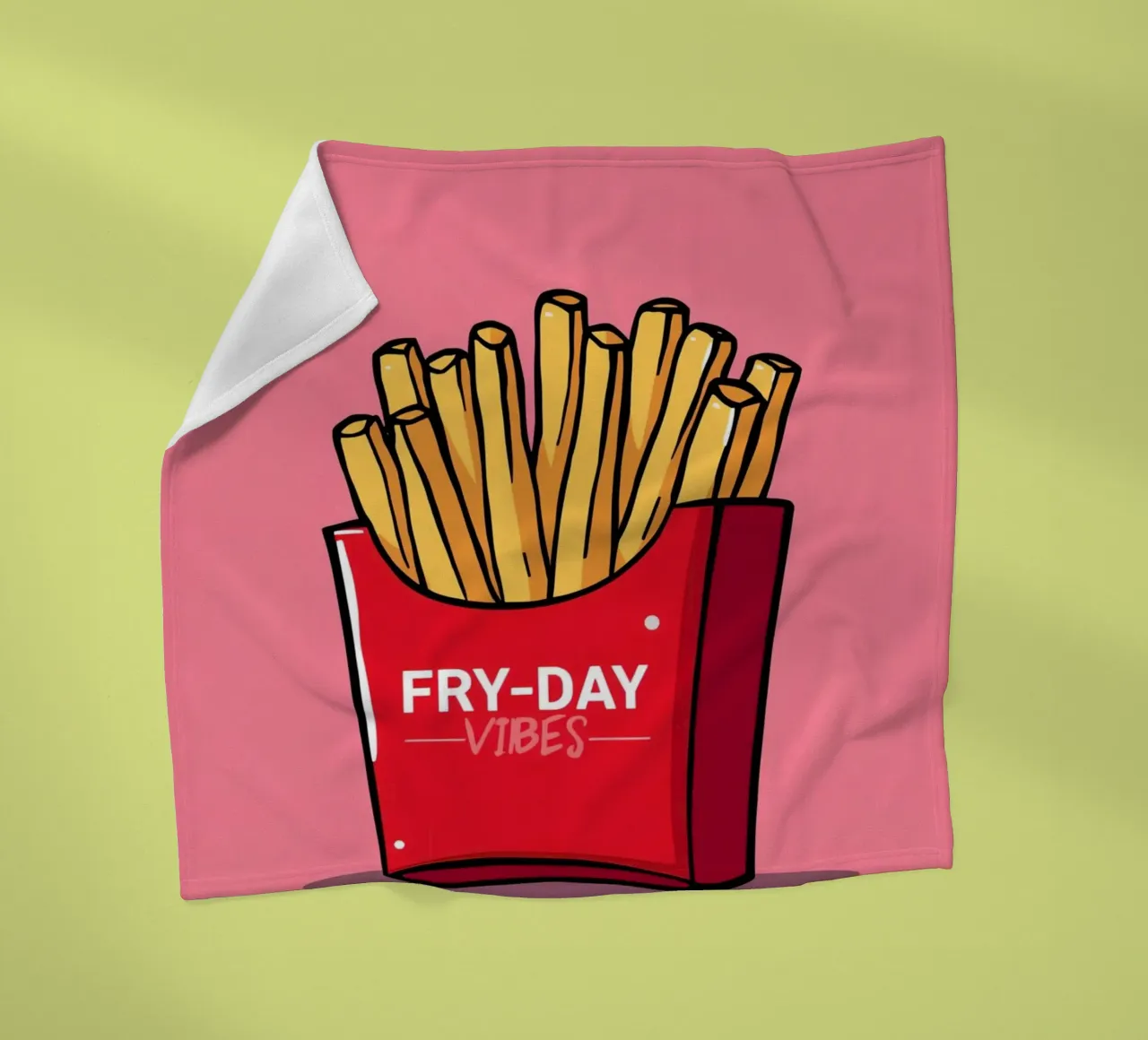 Patatine fritte "FRY-DAY VIBES" su sfondo rosa coperta in pile da DesignDoodle