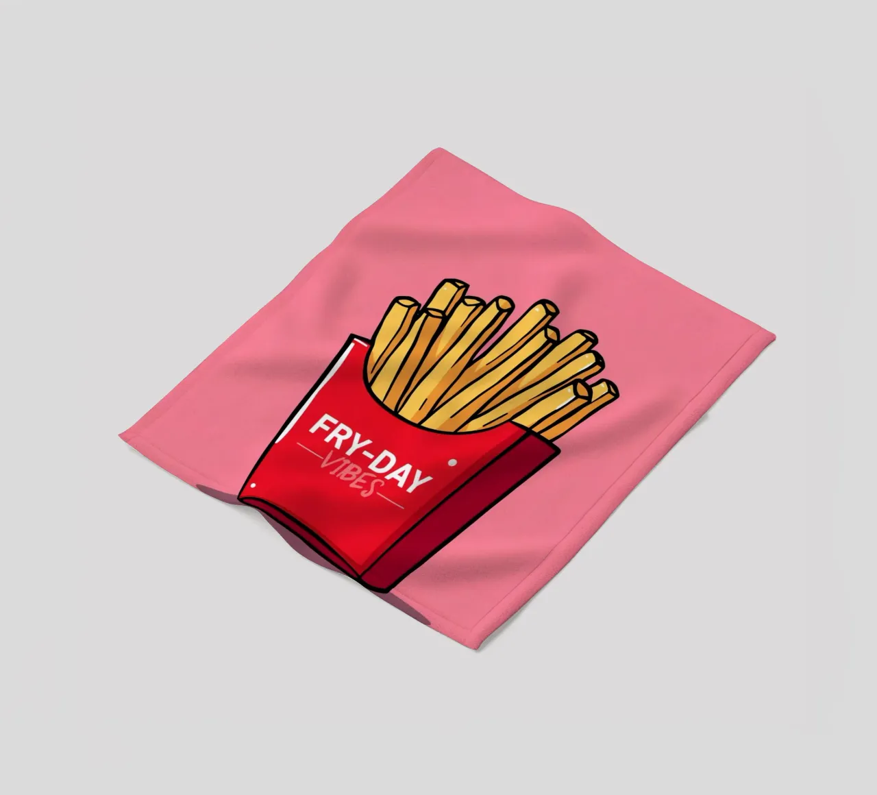 Patatine fritte "FRY-DAY VIBES" su sfondo rosa coperta in pile da DesignDoodle