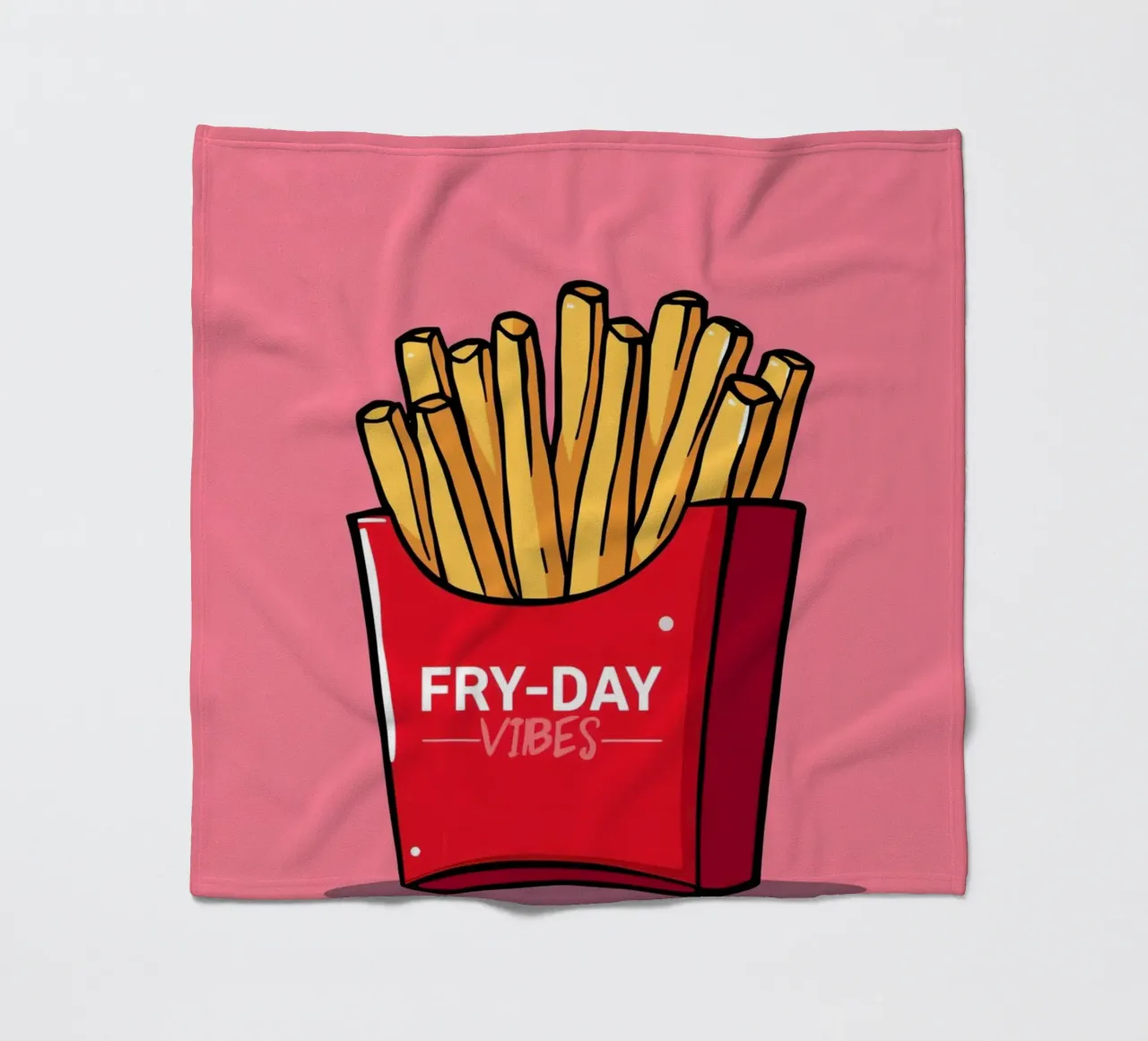 Patatine fritte "FRY-DAY VIBES" su sfondo rosa coperta in pile da DesignDoodle