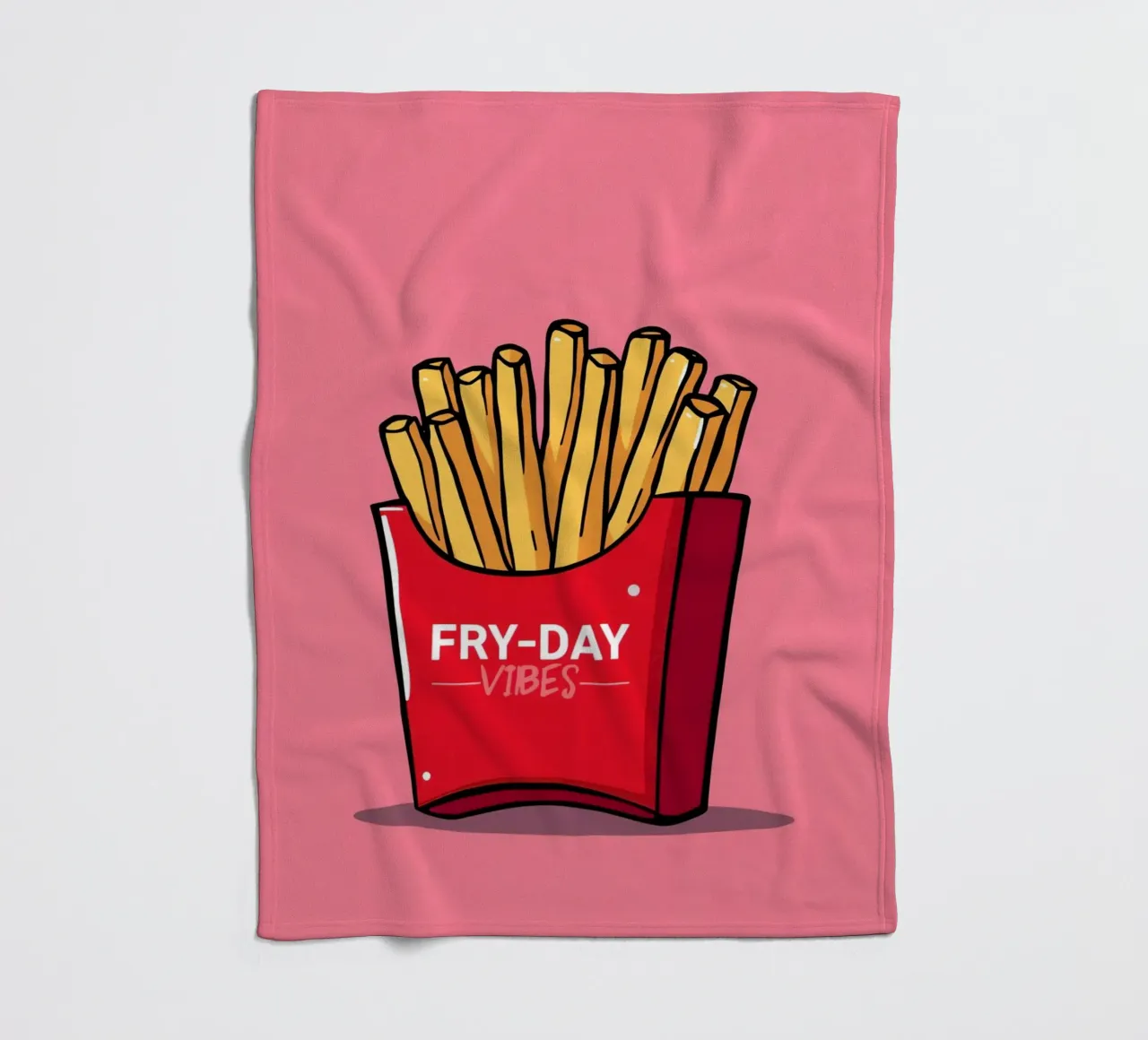 Patatine fritte "FRY-DAY VIBES" su sfondo rosa coperta in pile da DesignDoodle
