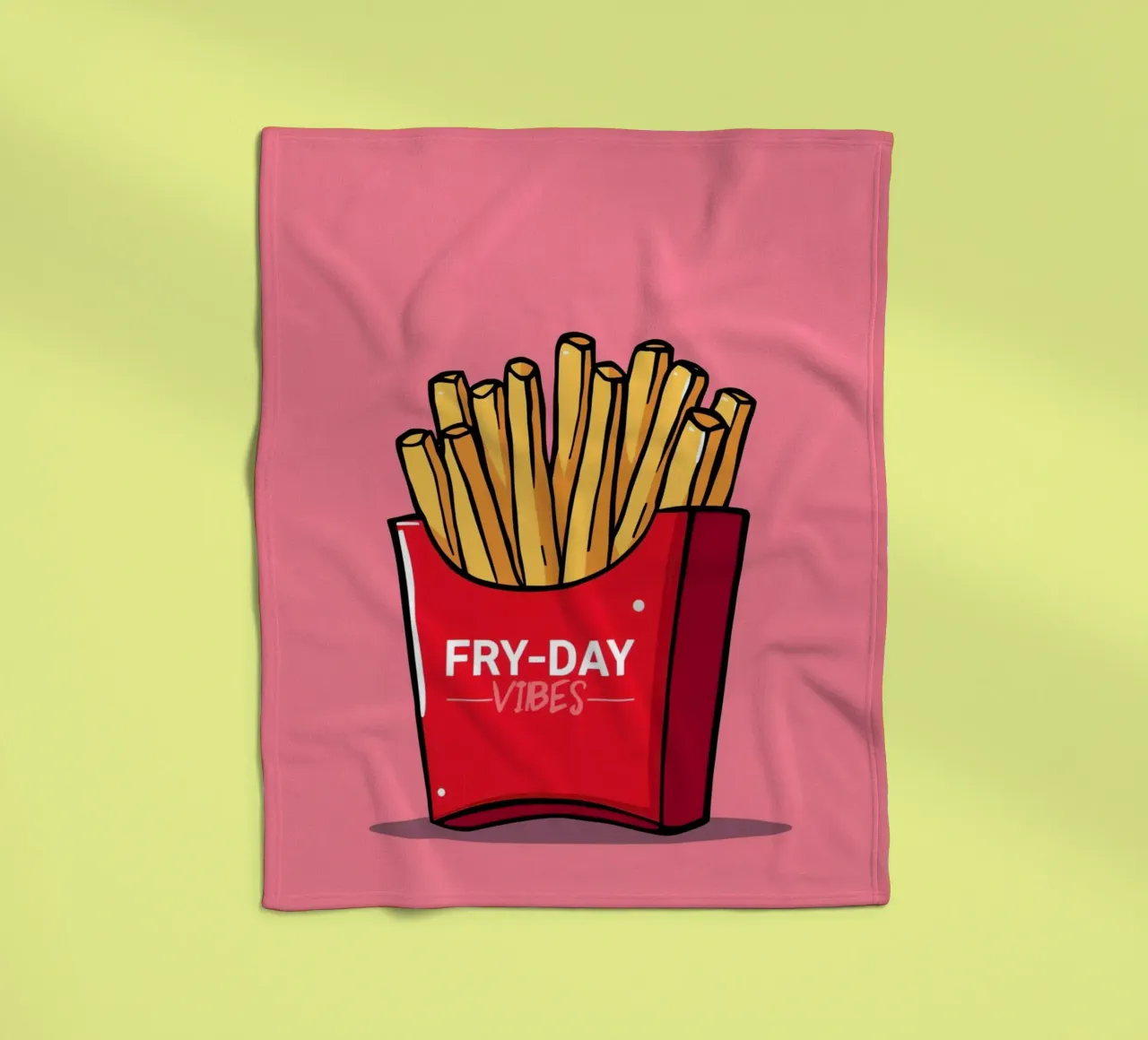 Patatine fritte "FRY-DAY VIBES" su sfondo rosa coperta in pile da DesignDoodle