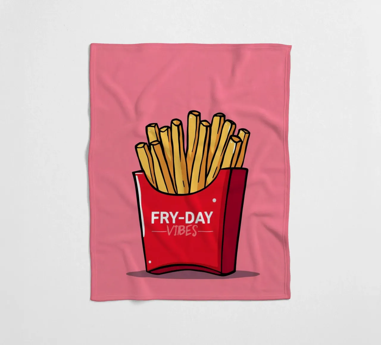 Patatine fritte "FRY-DAY VIBES" su sfondo rosa coperta in pile da DesignDoodle