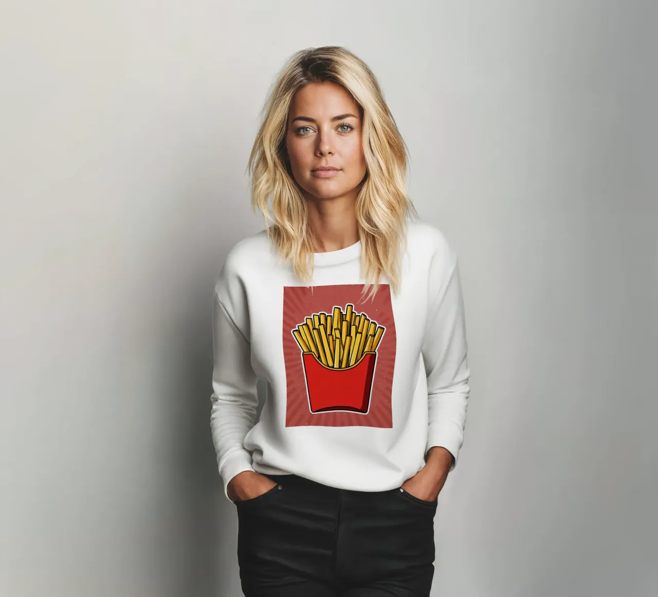 Pop-Art French Fries in Red Carton felpa da DesignDoodle