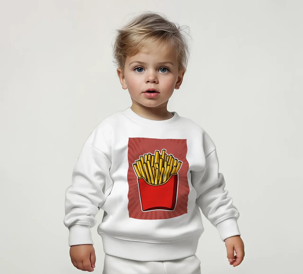 Pop-Art French Fries in Red Carton felpa neonato da DesignDoodle