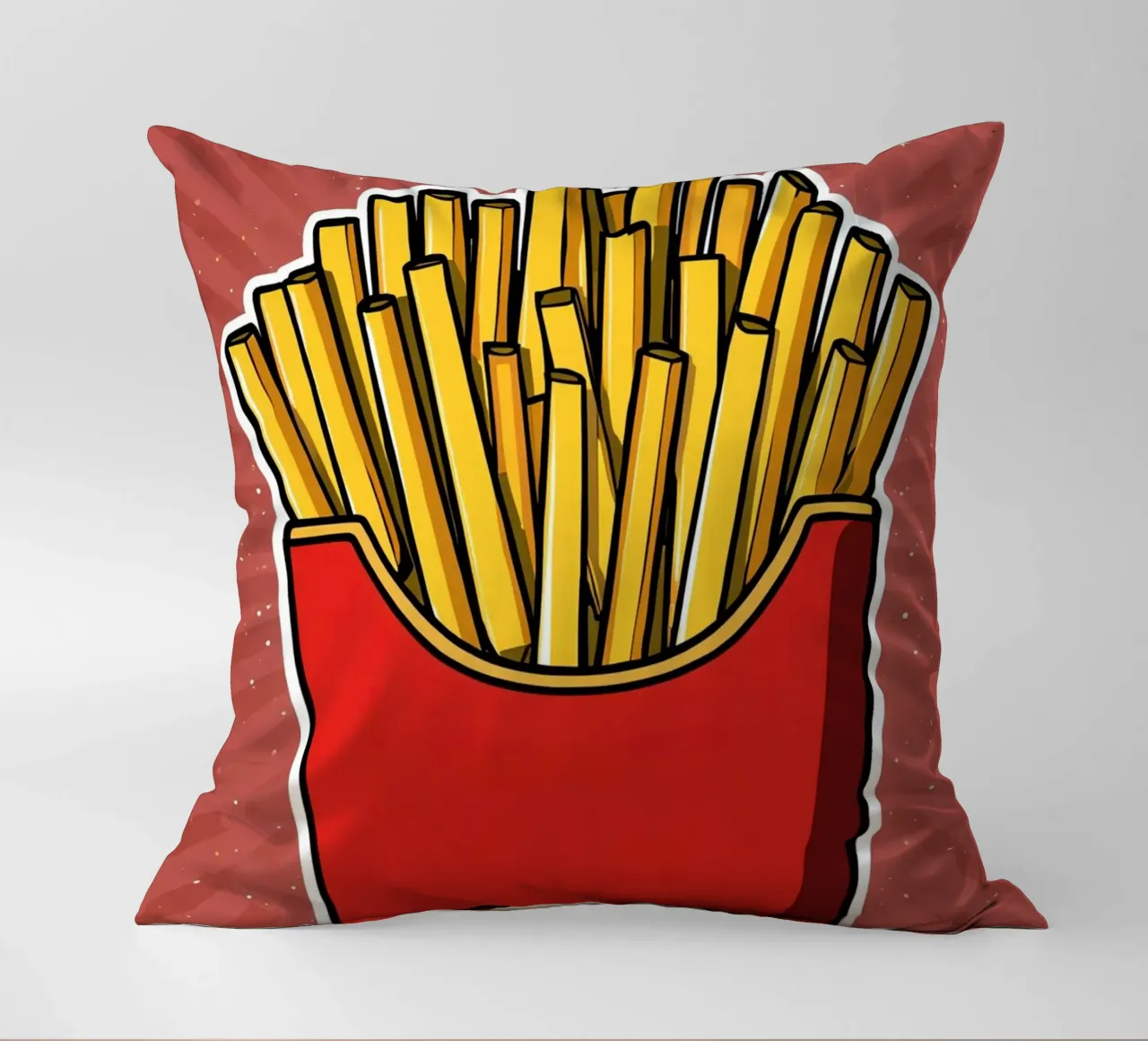 Pop-Art French Fries in Red Carton cuscino da DesignDoodle