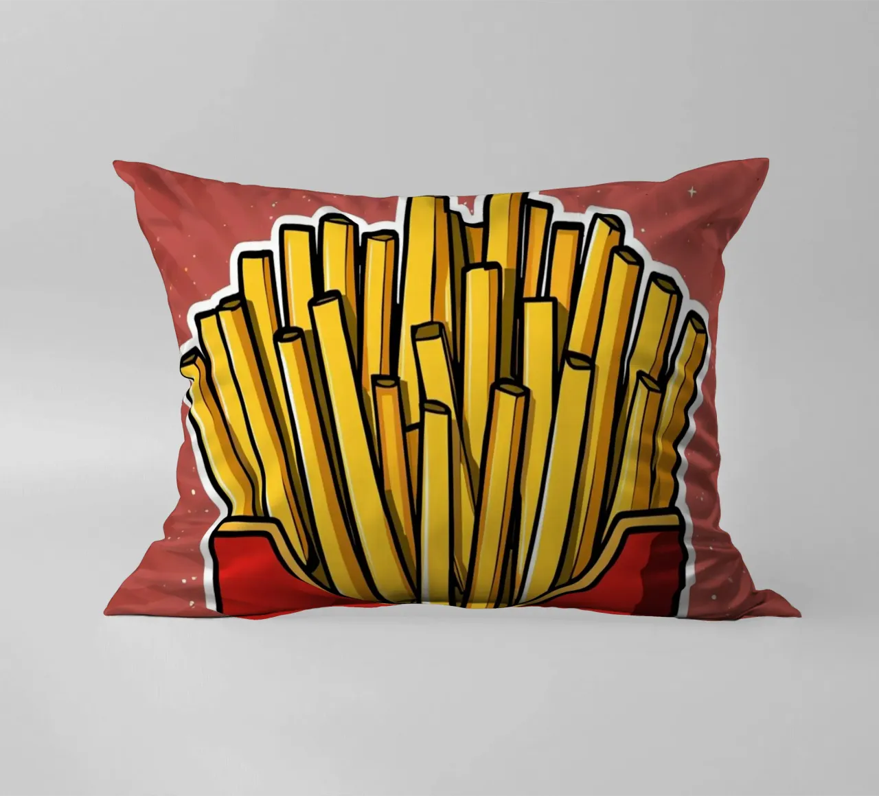 Pop-Art French Fries in Red Carton cuscino da DesignDoodle