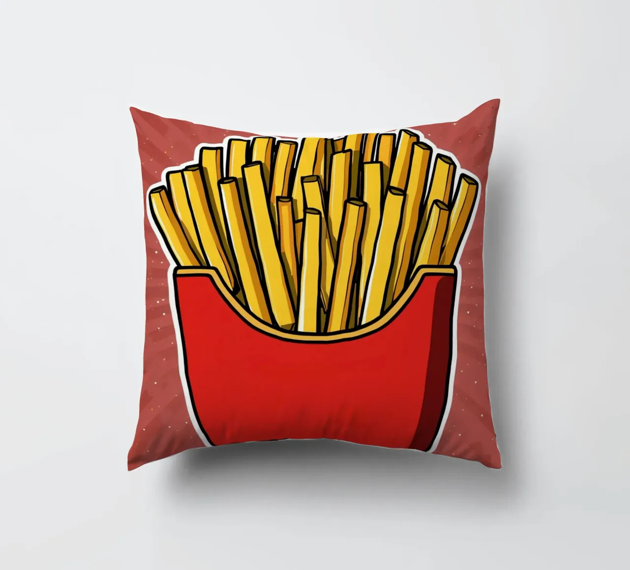Pop-Art French Fries in Red Carton cuscino da DesignDoodle