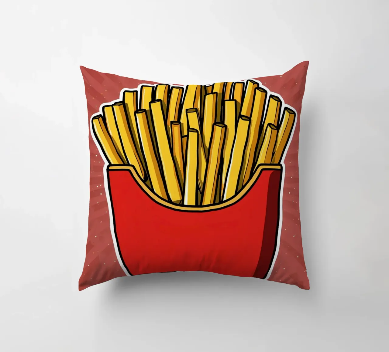 Pop-Art French Fries in Red Carton cuscino da DesignDoodle