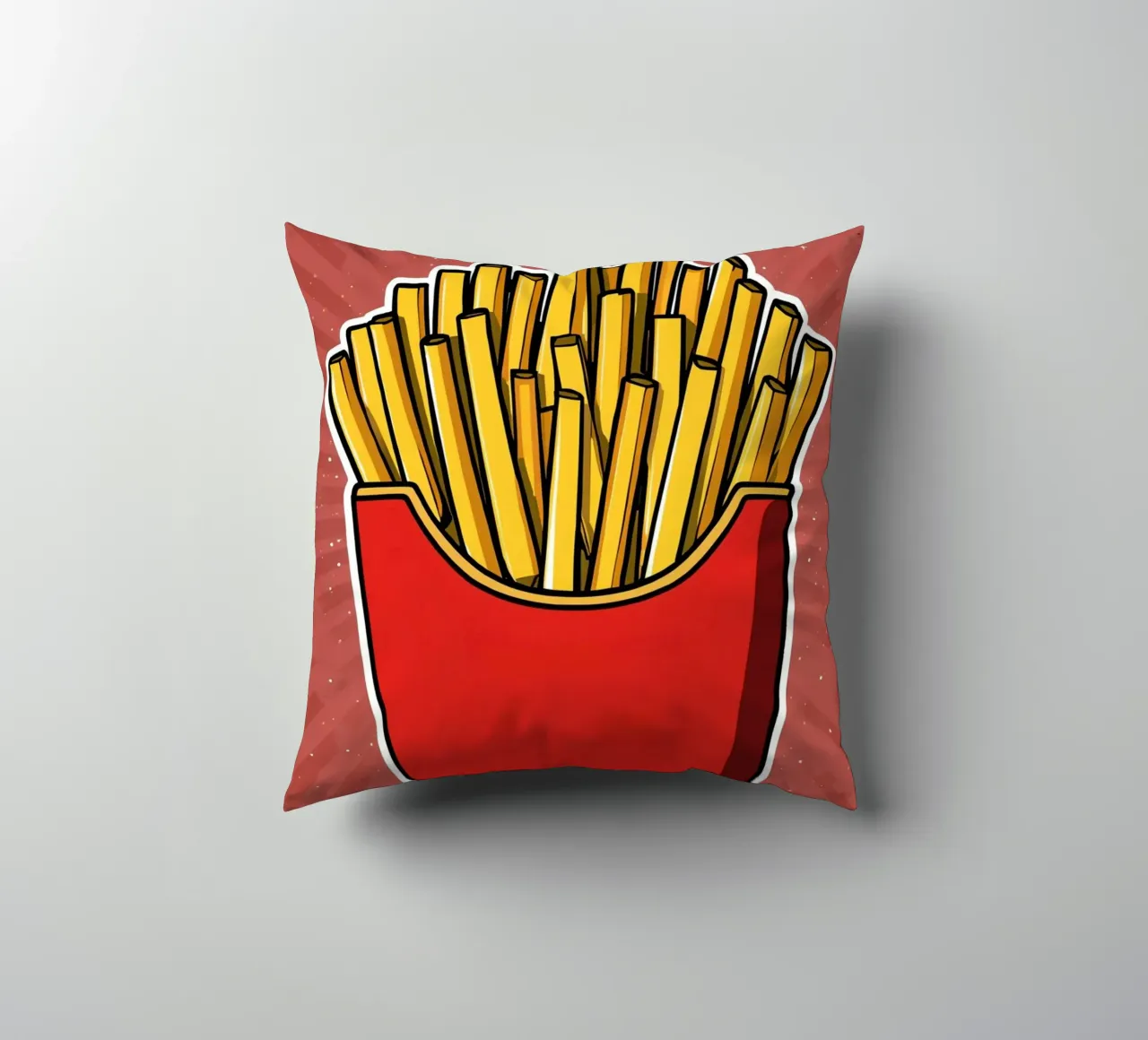 Pop-Art French Fries in Red Carton cuscino da DesignDoodle