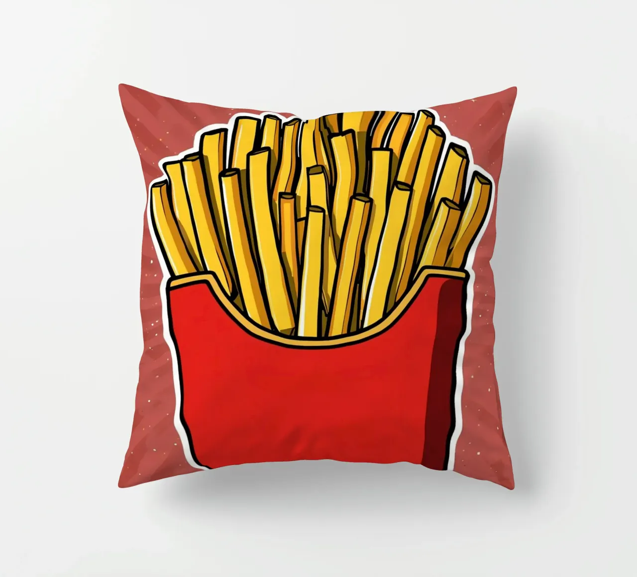 Pop-Art French Fries in Red Carton cuscino da DesignDoodle