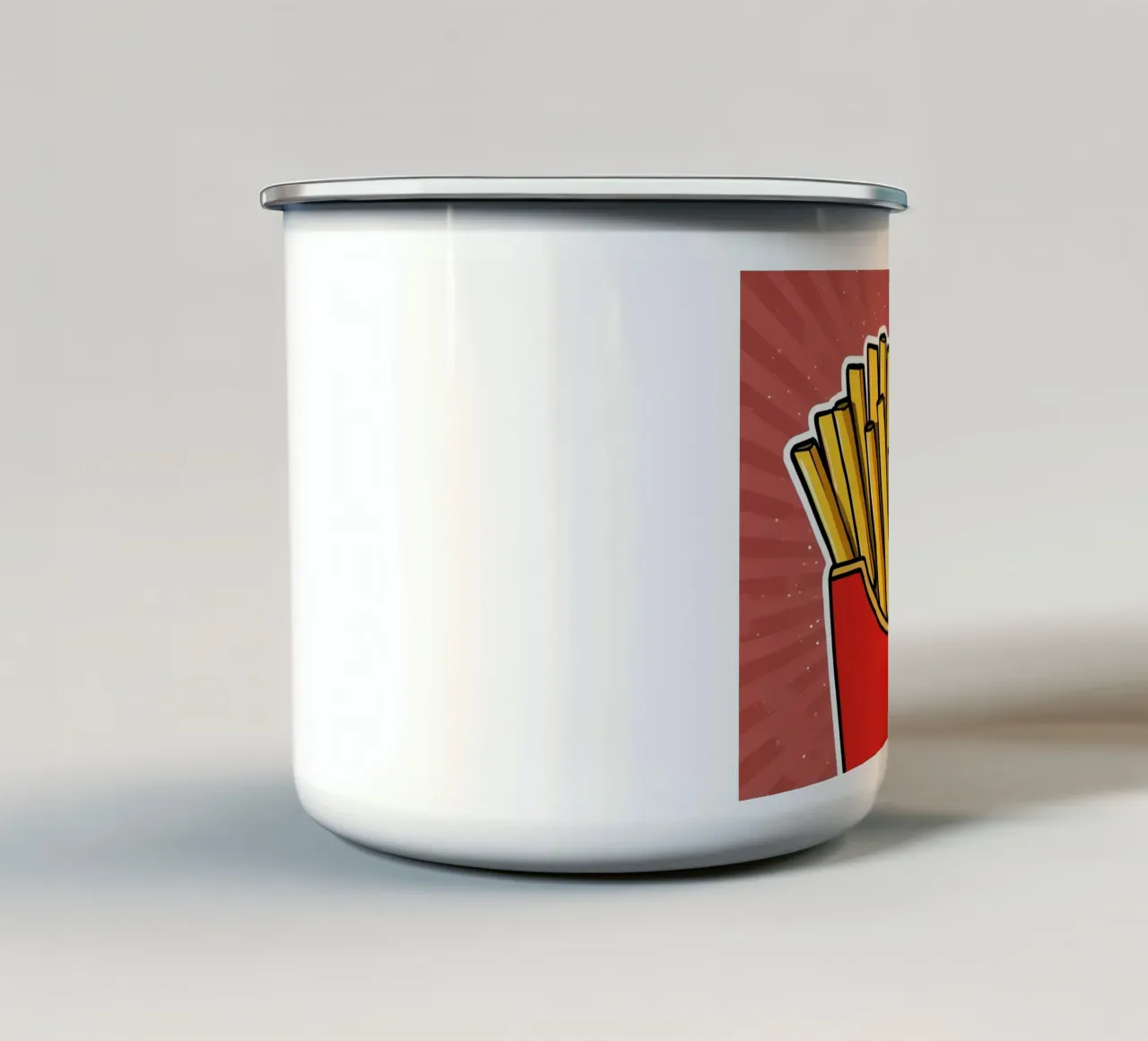 Pop-Art French Fries in Red Carton tazza in smalto da DesignDoodle