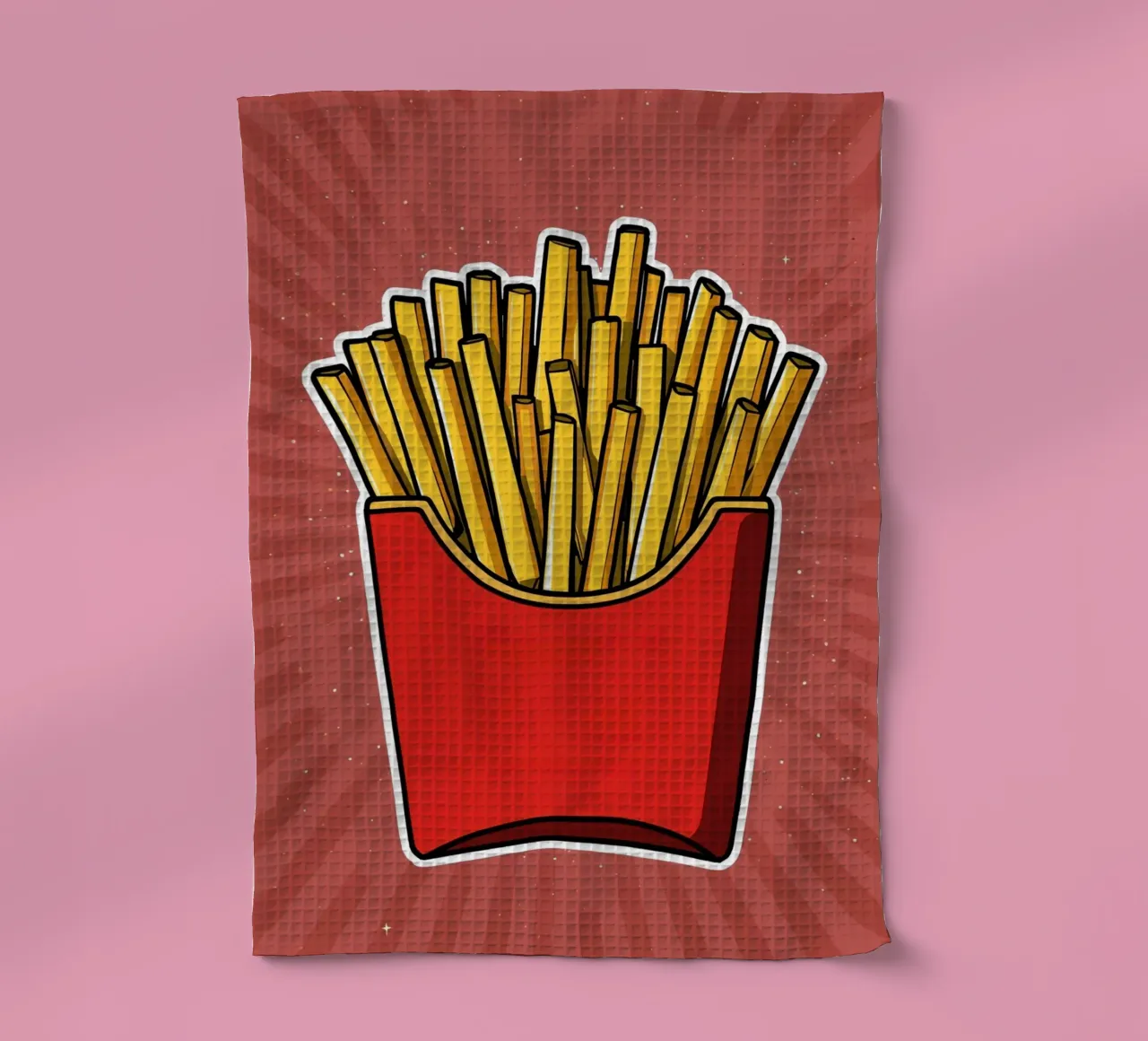 Pop-Art French Fries in Red Carton canovaccio da cucina da DesignDoodle