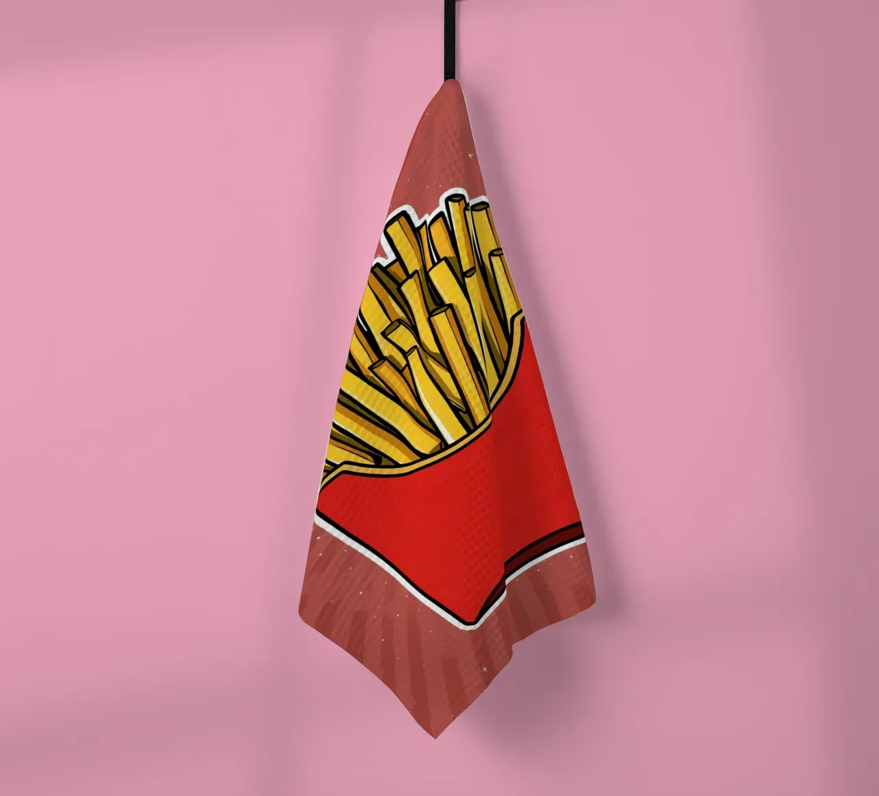 Pop-Art French Fries in Red Carton canovaccio da cucina da DesignDoodle