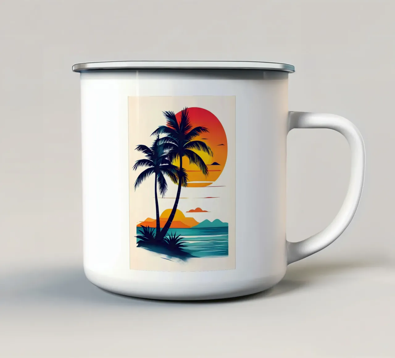 Tramonto tropicale tazza in smalto da Artistic-shop