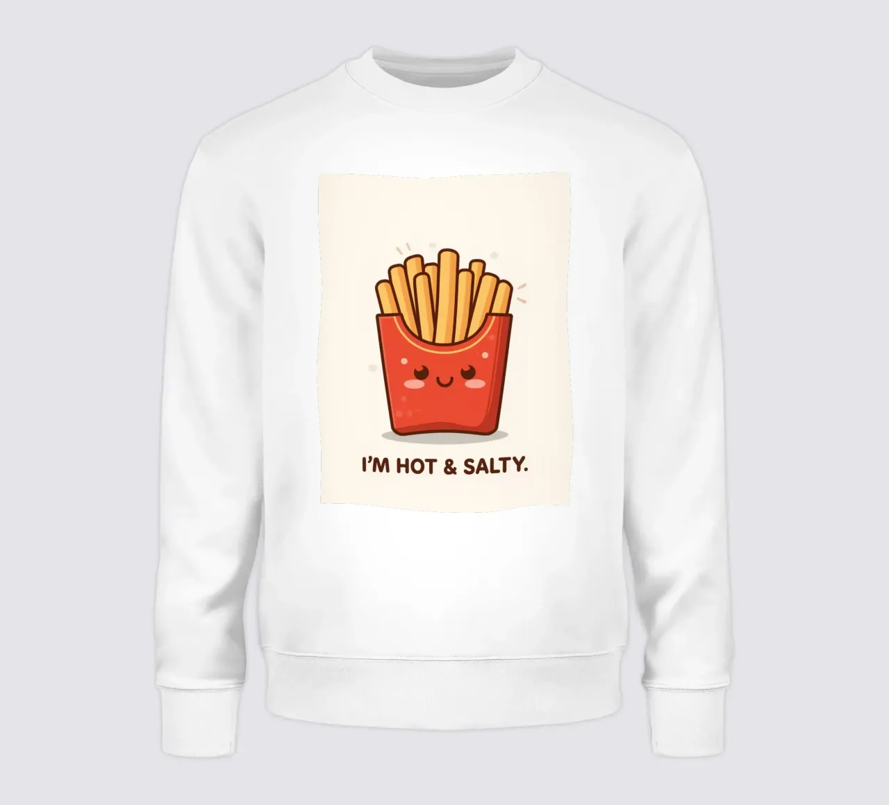 Patatine fritte con faccia felice " Io sono caldo e salato " felpa da DesignDoodle
