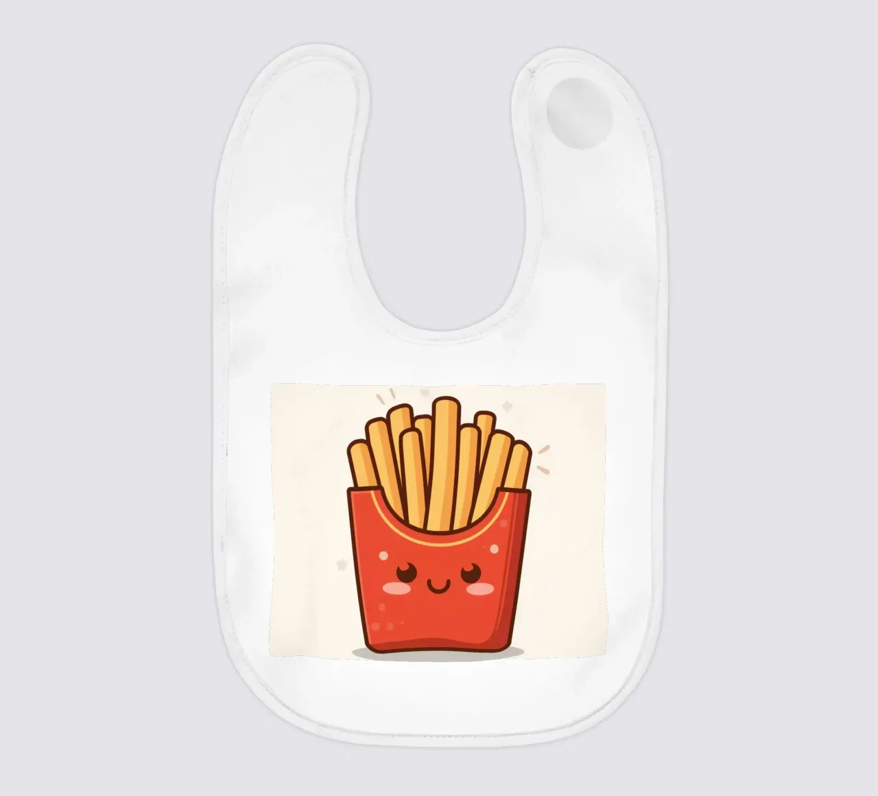 Patatine fritte con faccia felice " Io sono caldo e salato " bavaglino da DesignDoodle