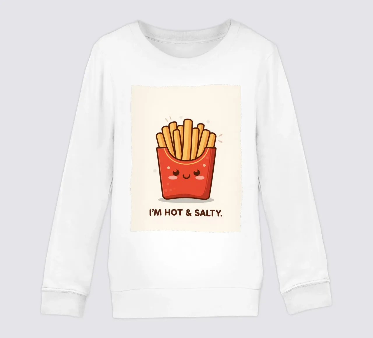 Patatine fritte con faccia felice " Io sono caldo e salato " felpa bambino da DesignDoodle