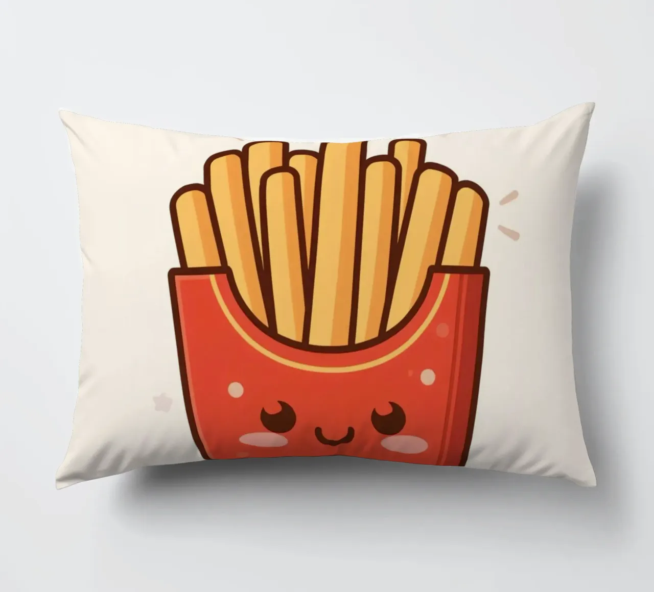 Patatine fritte con faccia felice " Io sono caldo e salato " cuscino da DesignDoodle