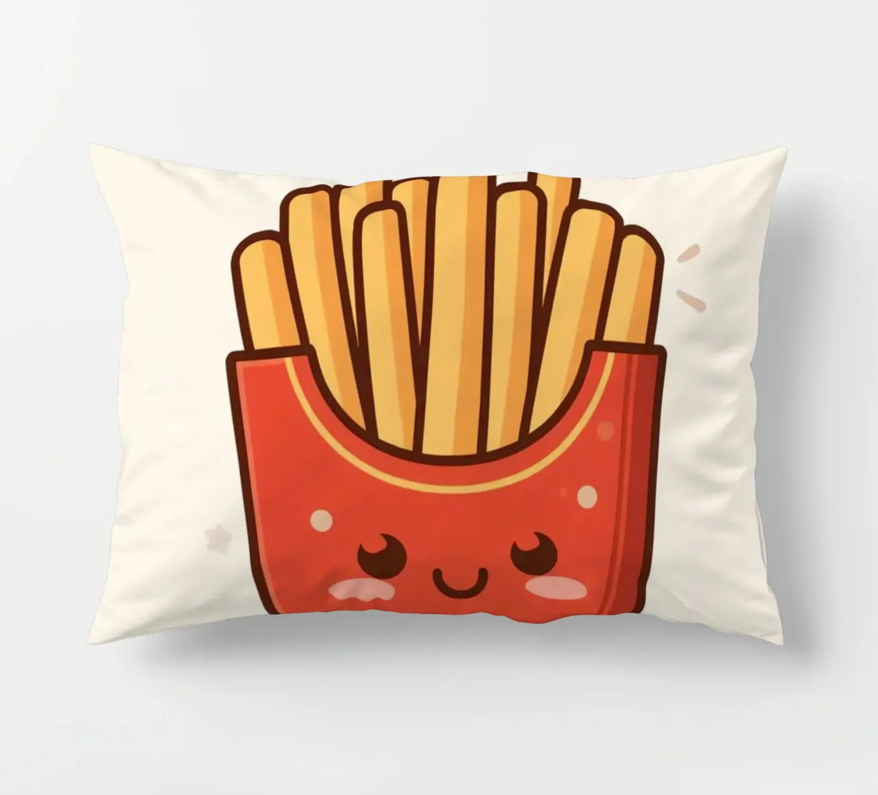 Patatine fritte con faccia felice " Io sono caldo e salato " cuscino da DesignDoodle