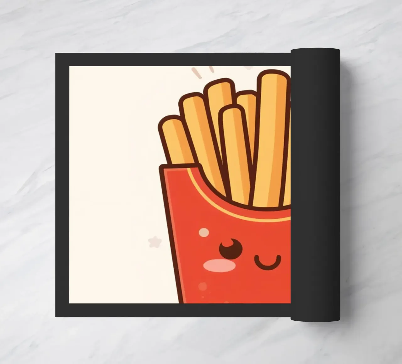 Patatine fritte con faccia felice " Io sono caldo e salato " zerbino da DesignDoodle