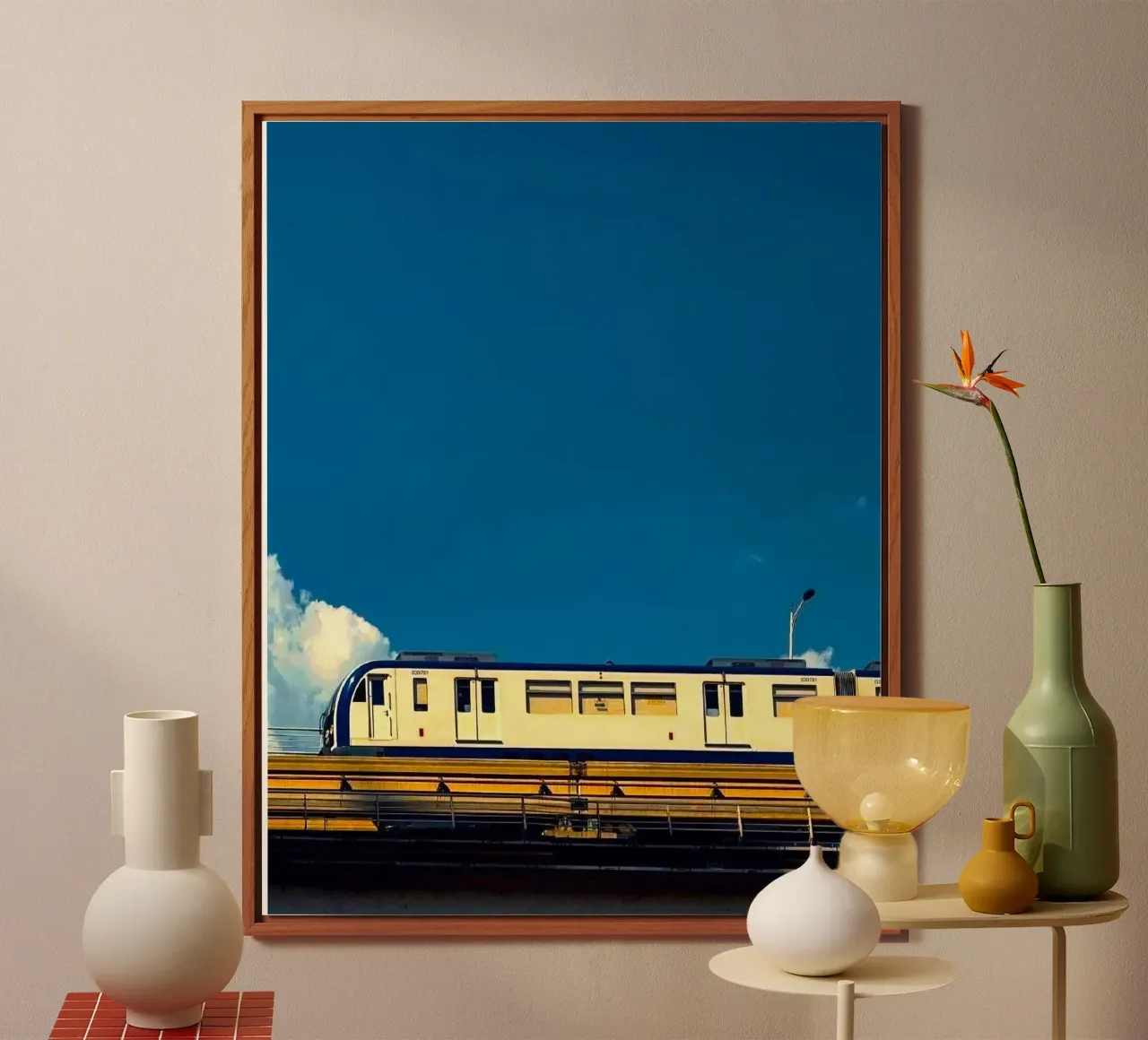 train in sunset alluminio dibond da juli